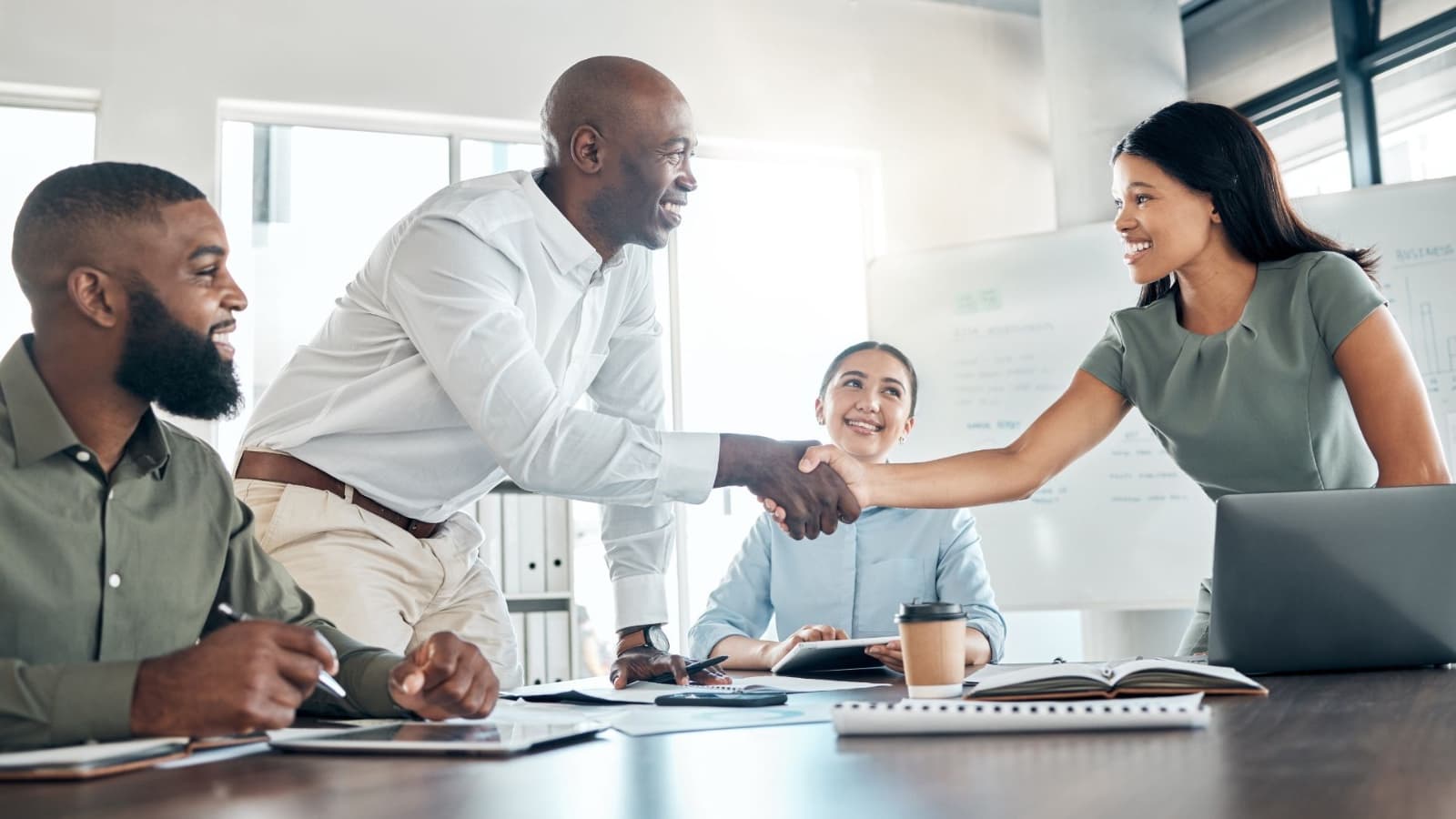 Business partners shaking hands